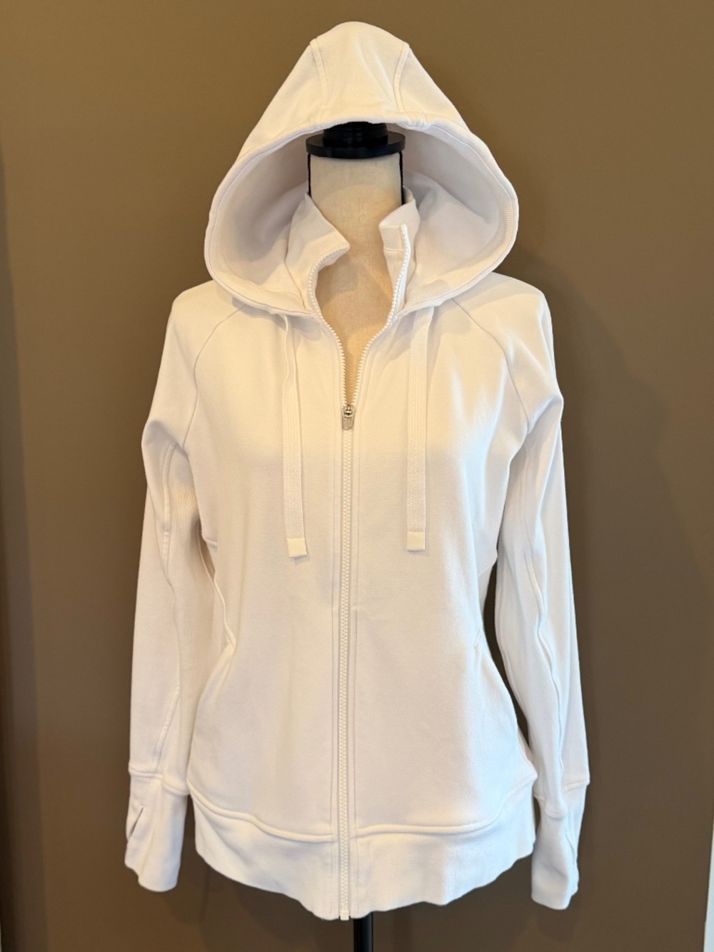 Athleta White Triumph Women's Hoodie Full Zip, Long Sleeve, Size Large
